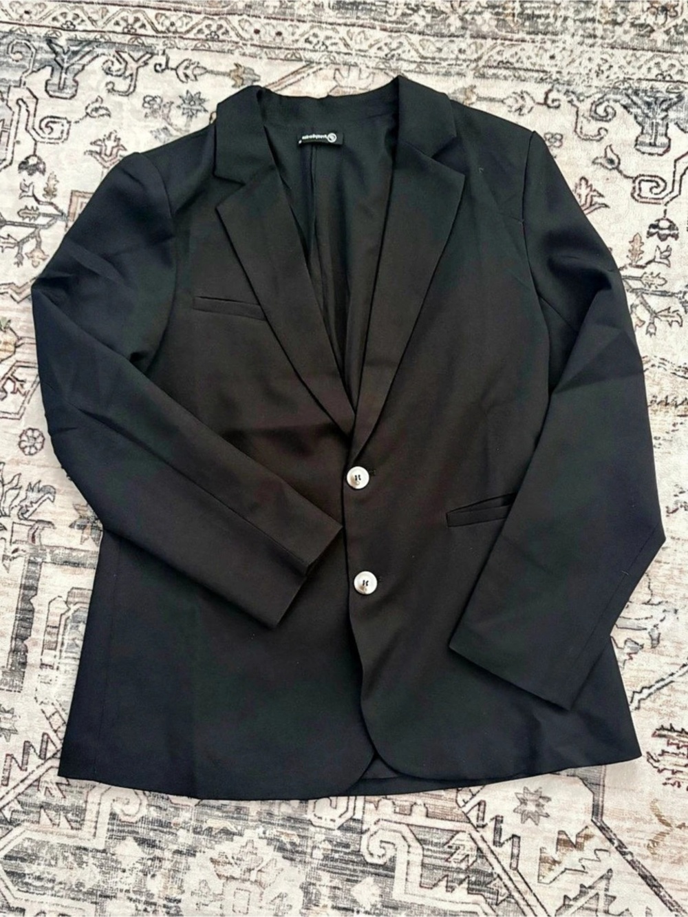 PrettyGarden Women's Casual Notch Lapel Button Work Office Blazer Black Notch
